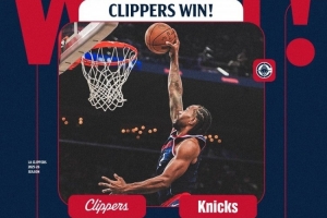 机器人稳定输出！快船官方晒赢球海报：伦纳德单臂劈扣登上封面