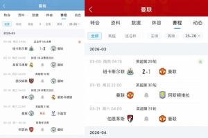 反差!曼联3-4月仅剩5场比赛+真空期23天,曼城4线8战魔鬼赛程