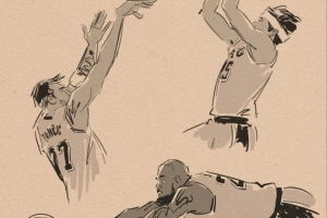 壁纸请收藏!美漫画家晒作品 老詹鱼跃&小里1+2&东契奇绝平全都有