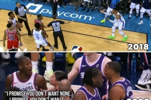 一直不对付！美媒晒图：威少生涯和克里斯·邓恩发生过三次冲突