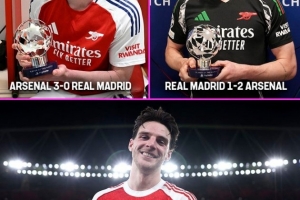 赖斯在近三次枪手取胜的欧冠淘汰赛均是全场最佳,此前为两战皇马