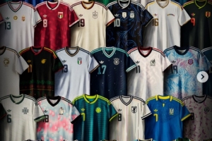 阿迪达斯发布世界杯客场球衣,梅西、卡拉菲奥里等人出镜