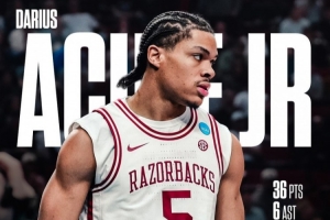 精彩对飚!阿卡夫爆砍36+6带领阿肯色晋级 1米78小后卫空砍30+5