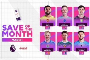 英超3月最佳扑救候选：拉亚、皮克福德、大马丁等球员的扑救入围