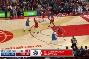 攻势如潮！巴恩斯双手背扣+助攻劳森三分 猛龙不到4分钟轰21-0！