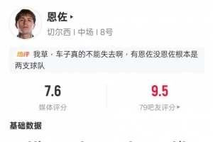 回归首战!恩佐本场数据:1射正5关键传球2拦截1抢断,评分7.6