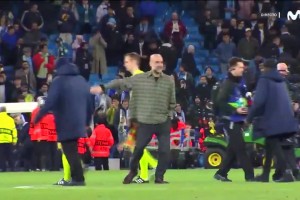 啊这。。瓜帅赛后与吕迪格发生口角，被劝开后隔空送飞吻挑衅